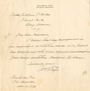 William Howard Taft ALS - 1920 dated Autograph Letter Signed - Presidential